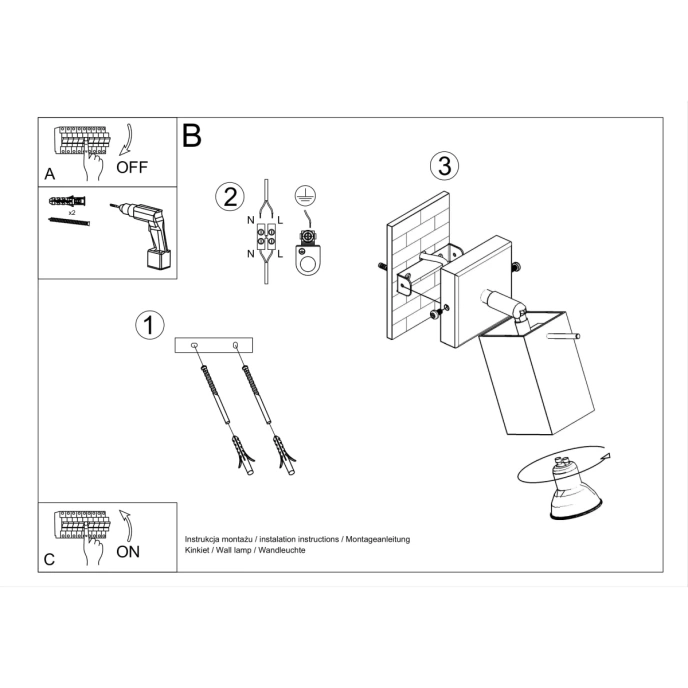 Wandlamp MERIDA 1 grijs