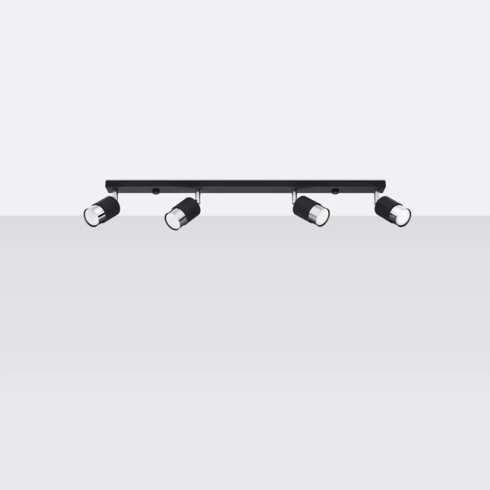 Plafondlamp NERO 4 zwart/chroom