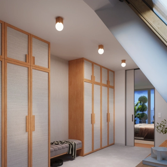 Plafondlamp SOLIS natuurlijk hout