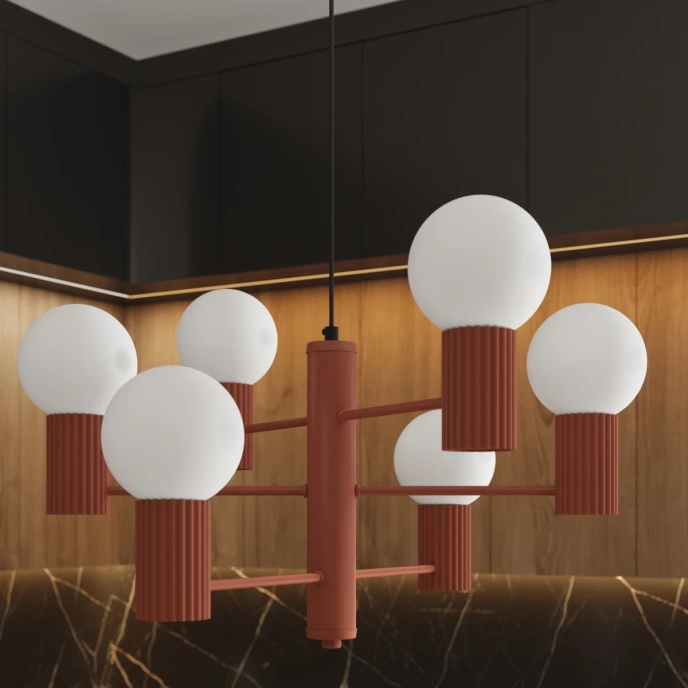 Kroonluchter HALO 6 rood ochra