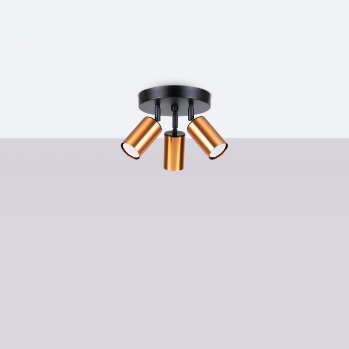 Plafondlamp WINX 3P zwart/cooper
