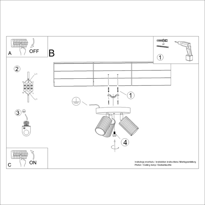 Plafondlamp KARBON 2 taupe