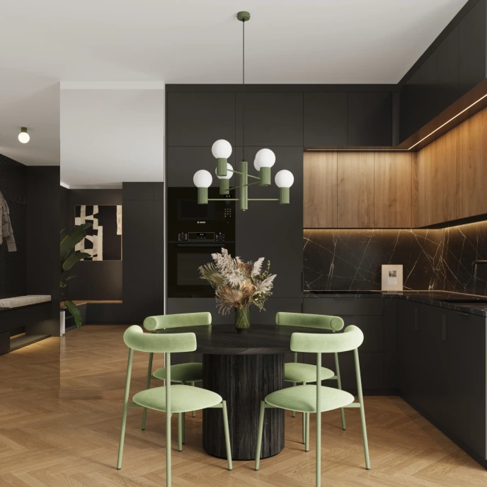 Kroonluchter HALO 6 olijfgroen