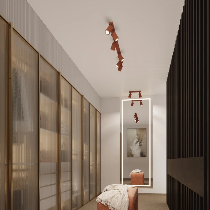 Plafondlamp KARBON 3P rood oker