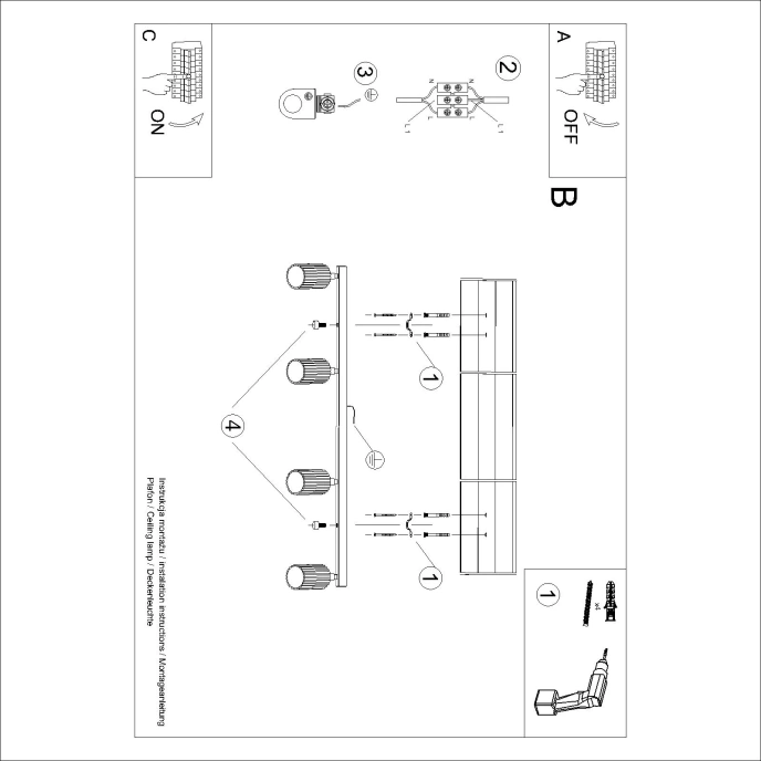 Plafondlamp KARBON 4L taupe