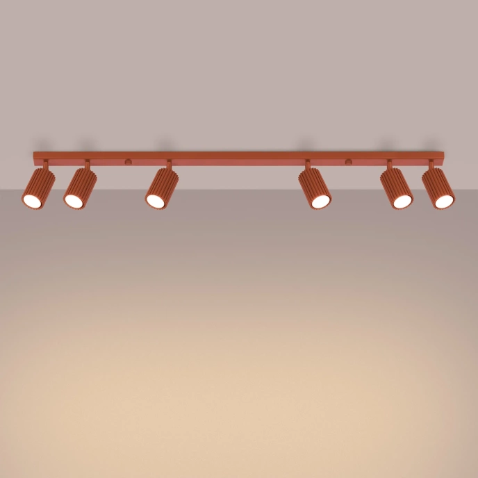 Plafondlamp KARBON 6L rood oker