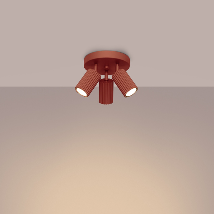 Plafondlamp KARBON 3P rood oker