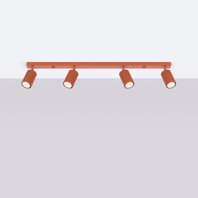 Plafondlamp KARBON 4L rood oker