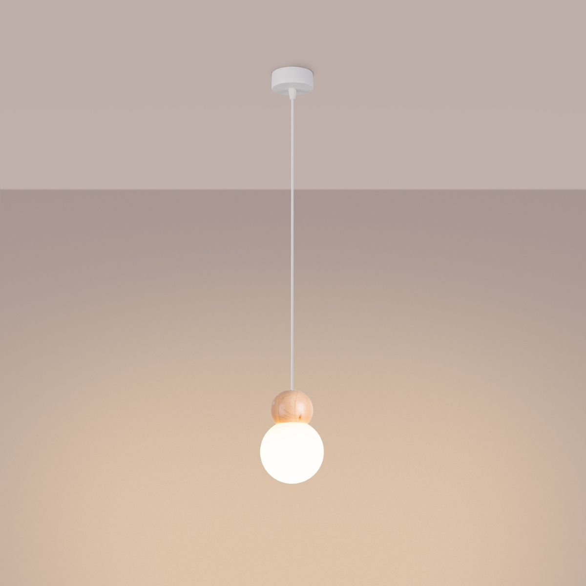 Hanglamp PEKKA 1 wit/natuurlijk hout