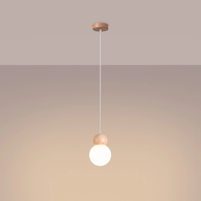 Hanglamp PEKKA 1 wit/natuurlijk hout