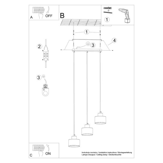 Hanglamp SAVAR 3 zwart