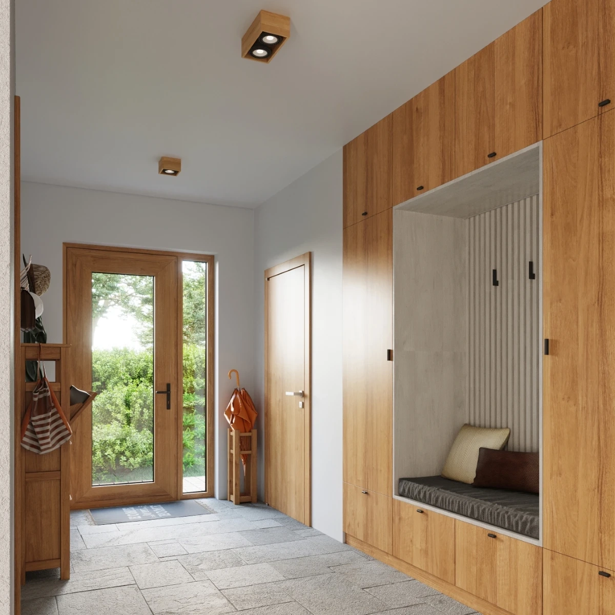 Plafondlamp QUATRO 2 naturel hout