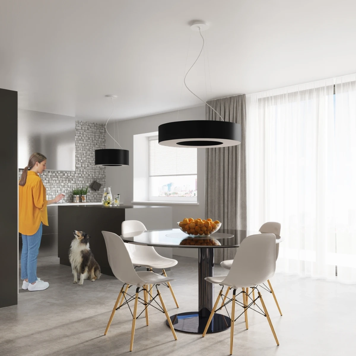 Kroonluchter SATURNO 50 zwart