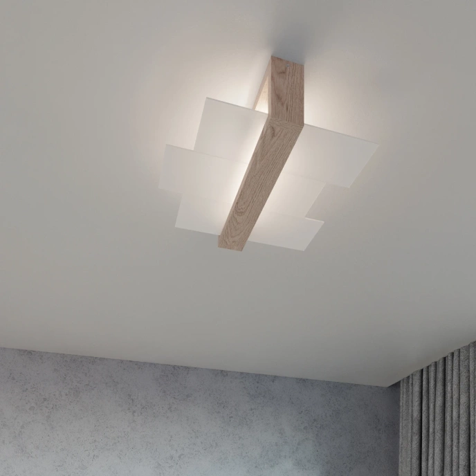 Plafondlamp FENIKS 2 naturel hout
