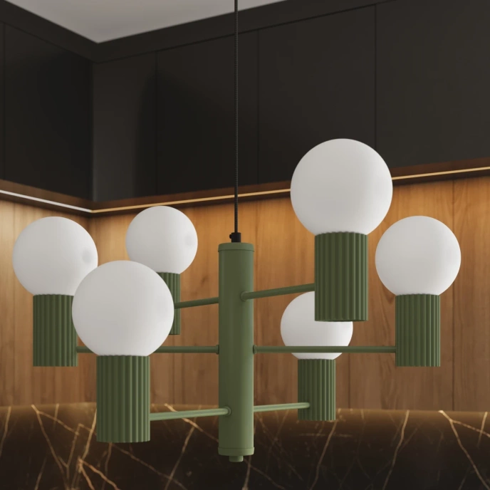 Kroonluchter HALO 6 olijfgroen