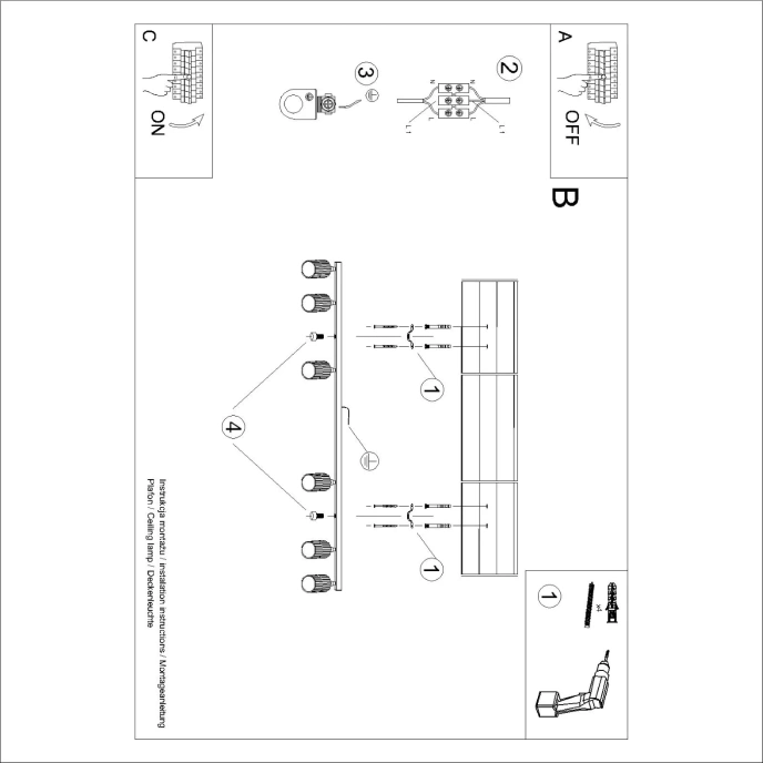Plafondlamp KARBON 6L olijfgroen