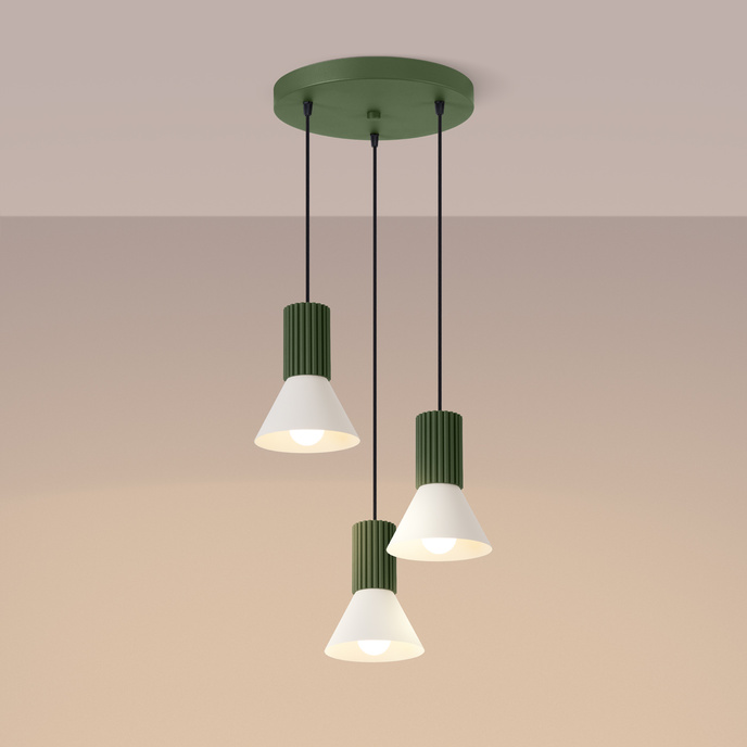 Hanglamp ESTRIA 3P beige/olijfgroen