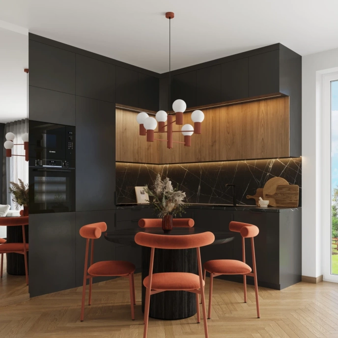 Kroonluchter HALO 6 rood ochra