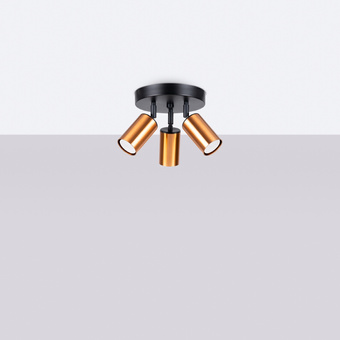 Plafondlamp WINX 3P zwart/cooper