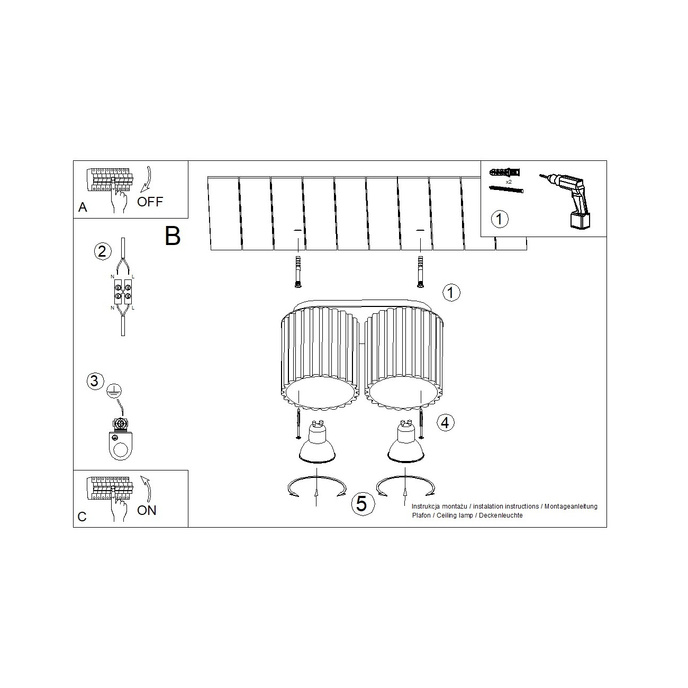 Plafondlamp AURA 2 olijfgroen GU10