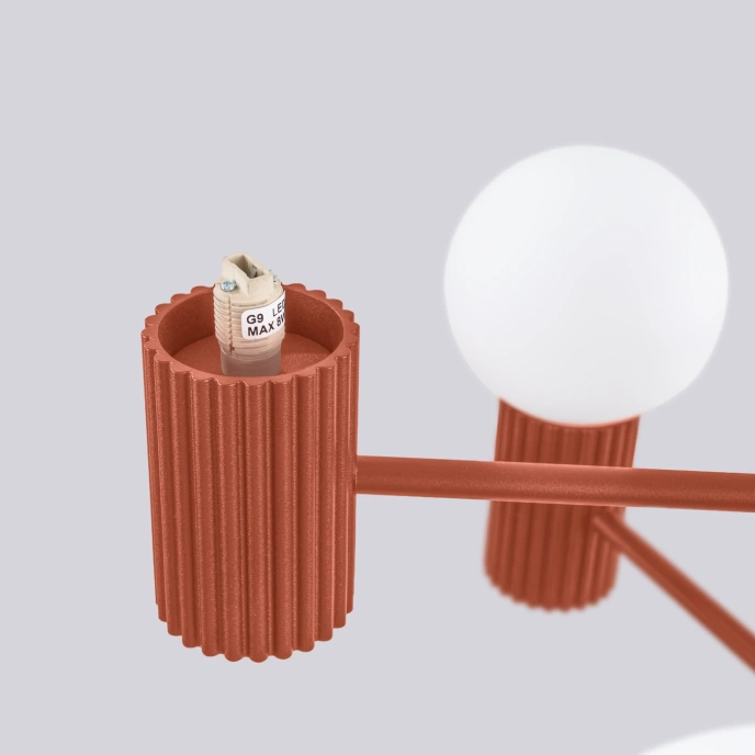 Kroonluchter HALO 6 rood ochra