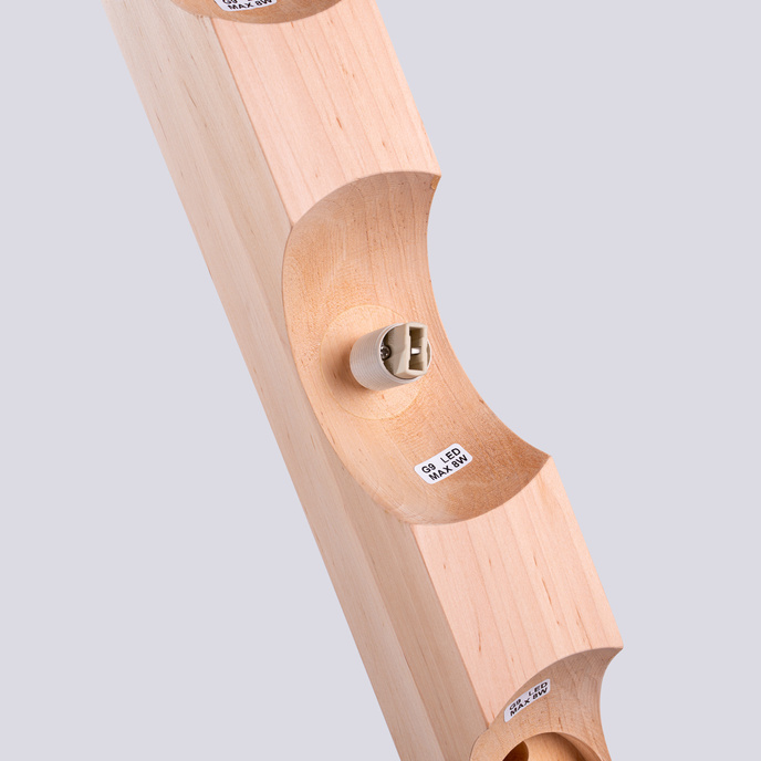 Plafondlamp BULBO 3 natuurlijk hout