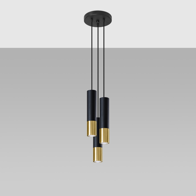 Hanglamp LOOPEZ 3P zwart/goud