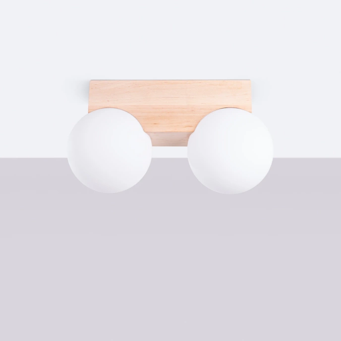 Plafondlamp BULBO 2 naturel hout