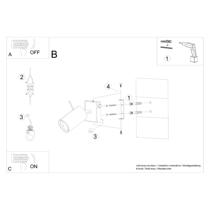 Wandlamp RING wit met schakelaar