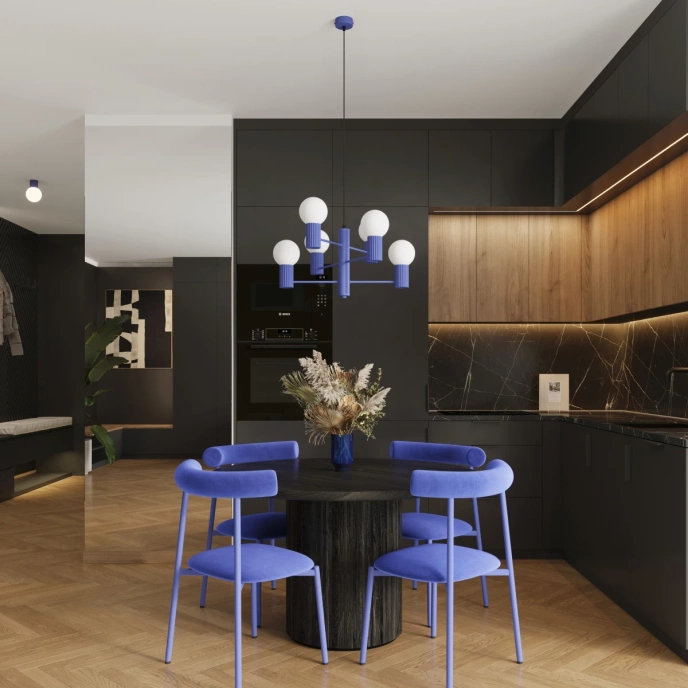 Kroonluchter HALO 6 ultramarijn