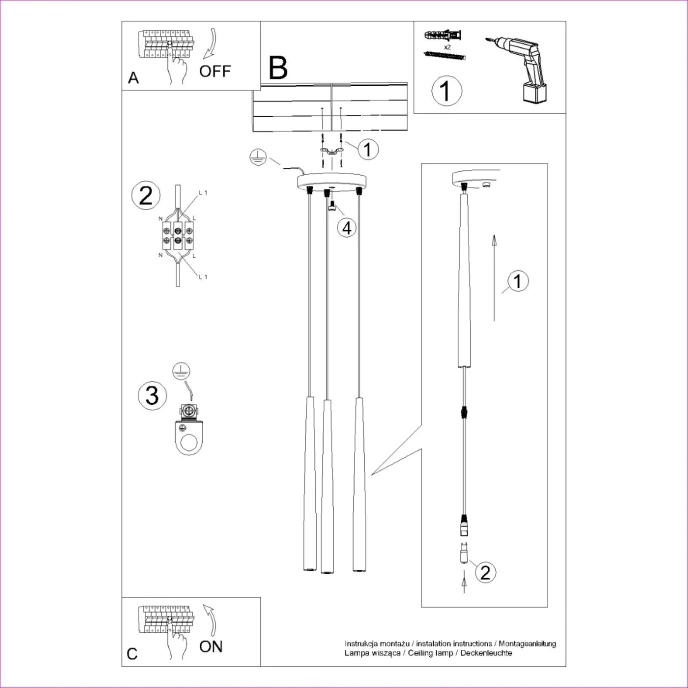 Staande lamp BLISS 3P zwart