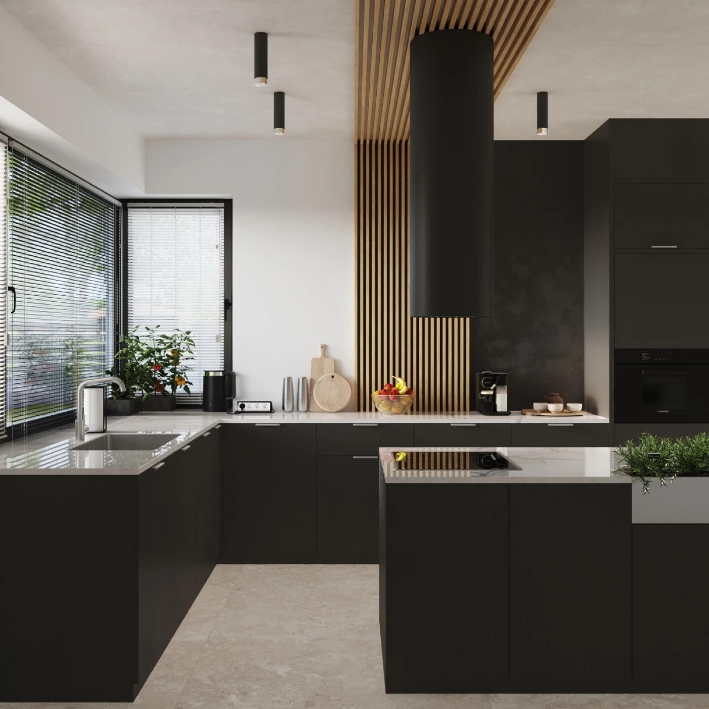 Plafondlamp NERO 22,5 zwart/chroom