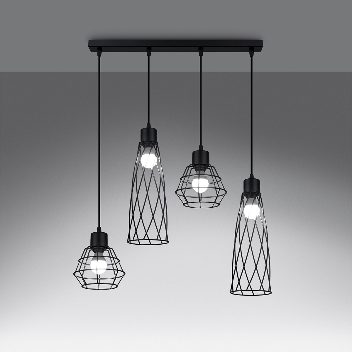 Hanglamp SUBA 4L zwart