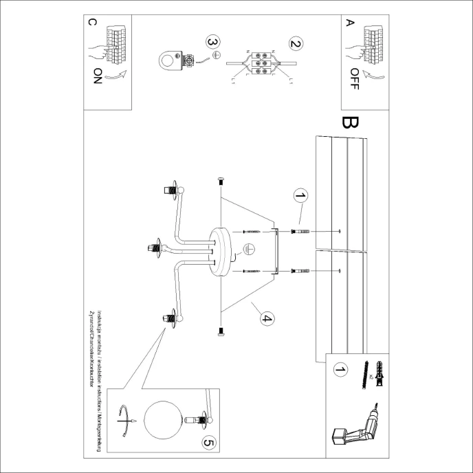 Kroonluchter ASTRAL 3 zwart