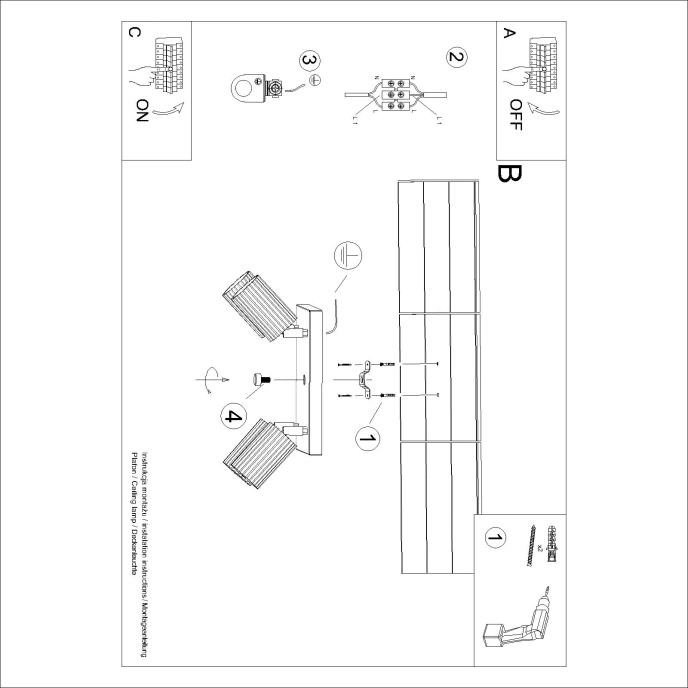 Plafondlamp KARBON 4 taupe