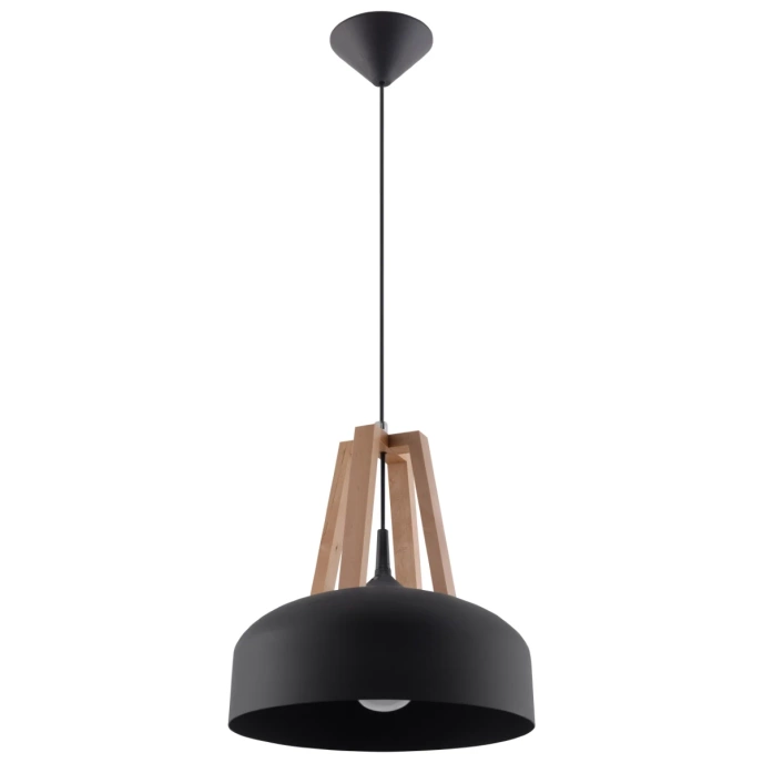 Hanglamp CASCO zwart/natuurlijk hout
