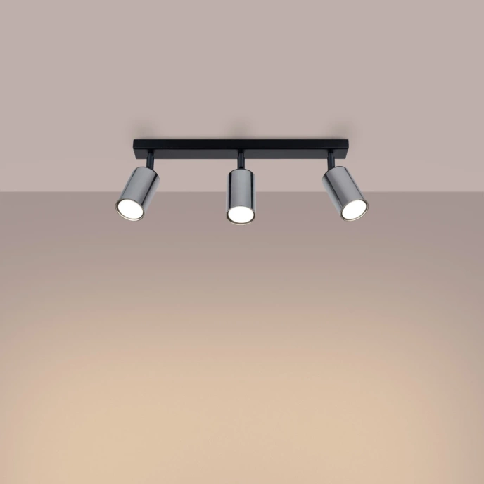 Plafondlamp WINX 3 zwart/chroom