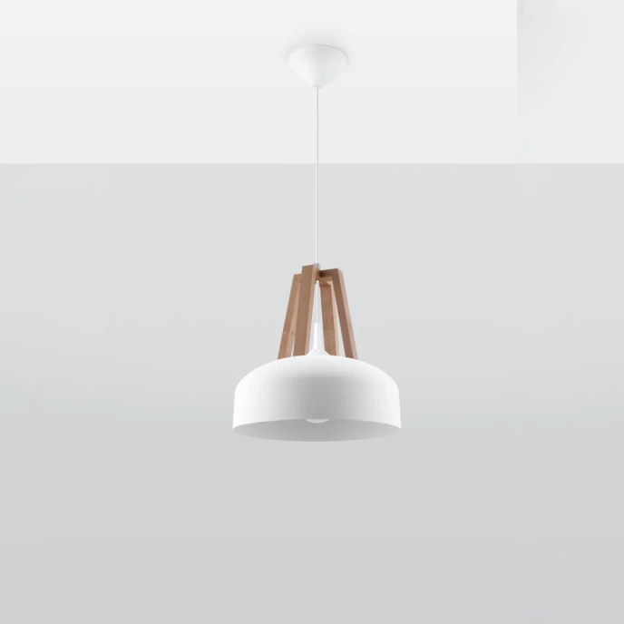 Hanglamp CASCO wit/natuurlijk hout