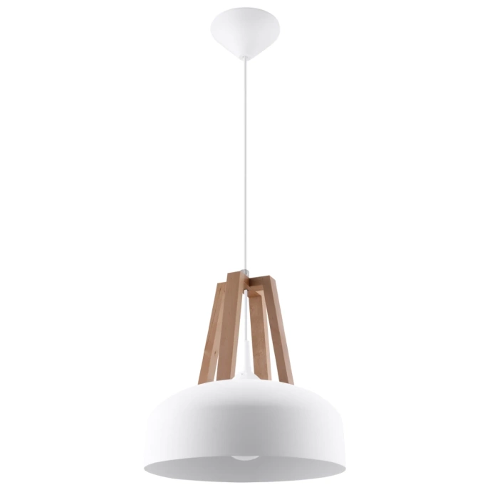 Hanglamp CASCO wit/natuurlijk hout