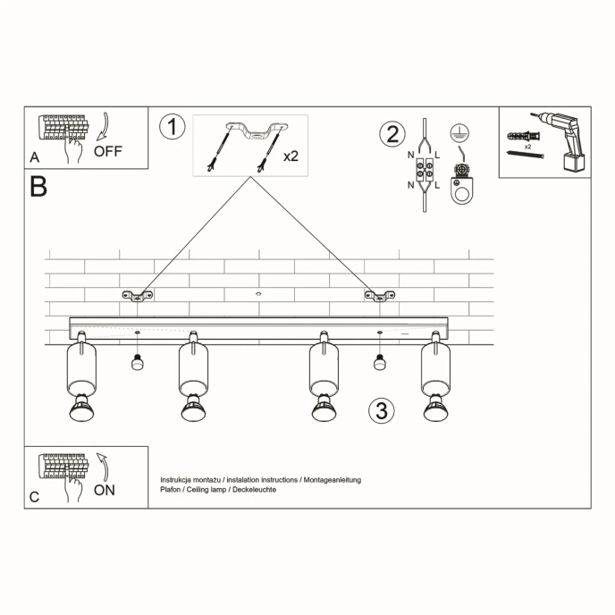 Plafondlamp RING 4L wit