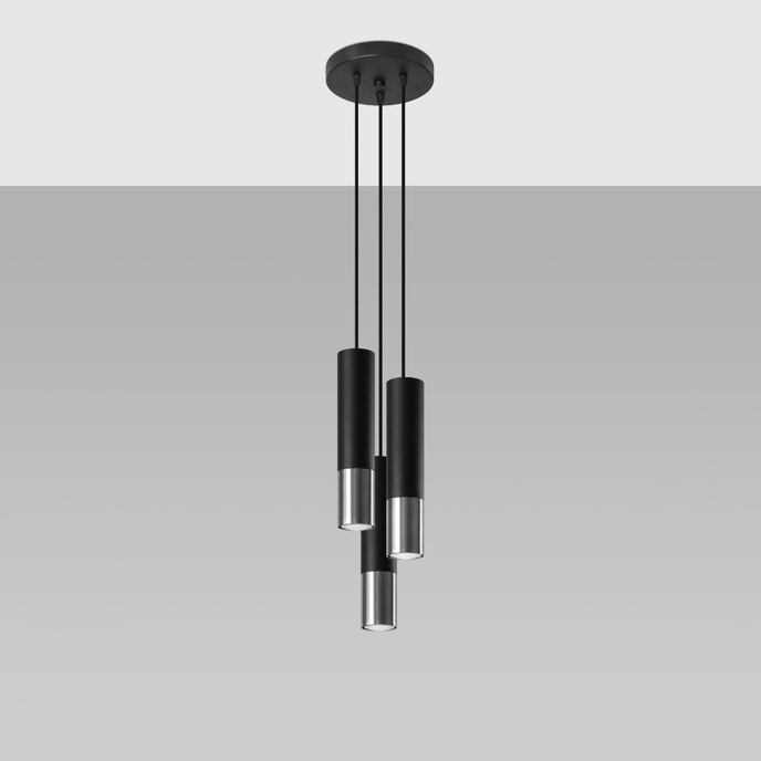 Hanglamp LOOPEZ 3P zwart/chroom
