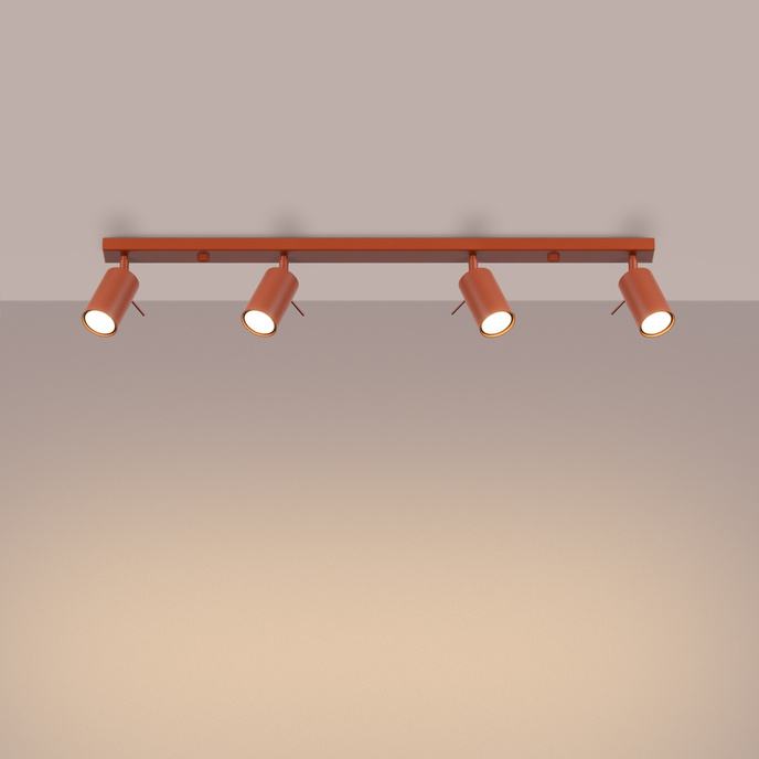 Plafondlamp RING 4L rood ochra