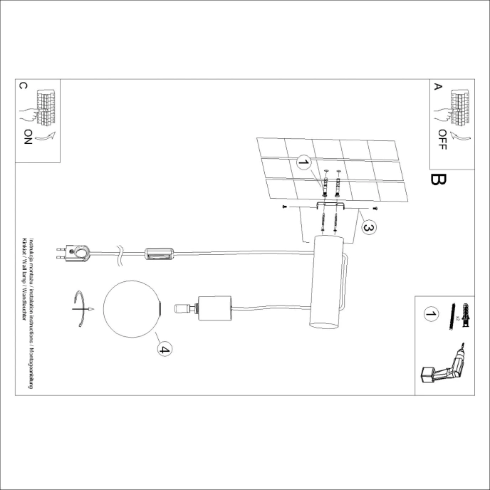 Wandlamp NIBMI G9 met schakelaar