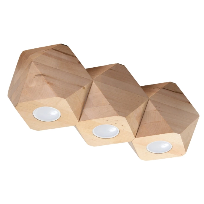 Plafondlamp WOODY 3 natuurlijk hout