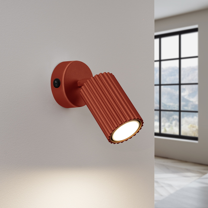 Wandlamp KARBON rood oker met schakelaar