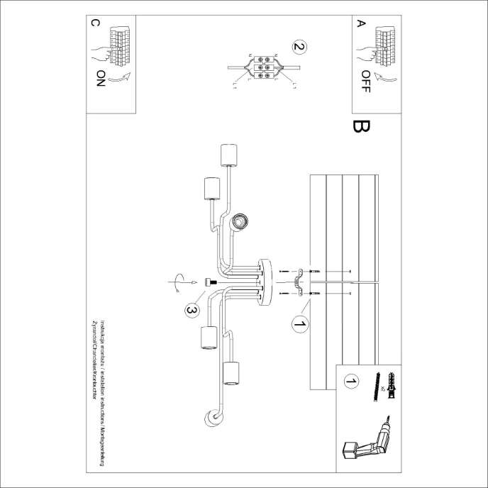 Kroonluchter TIMBO 6 zwart