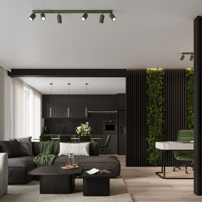 Hanglamp KARBON 3L olijfgroen