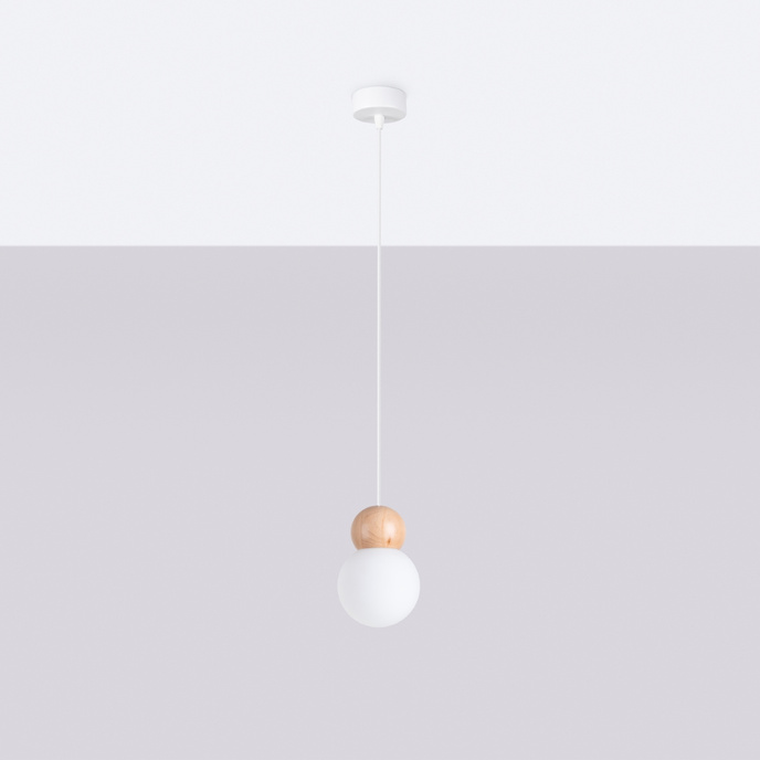 Hanglamp PEKKA 1 wit/natuurlijk hout