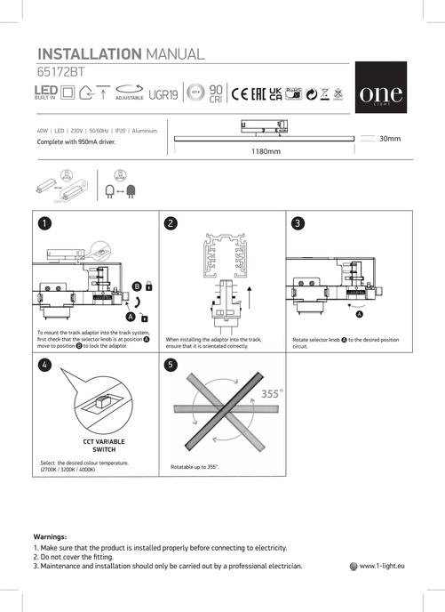 FARO 118 zwarte LED 2700K-3200K-4000K 40W 4800lm