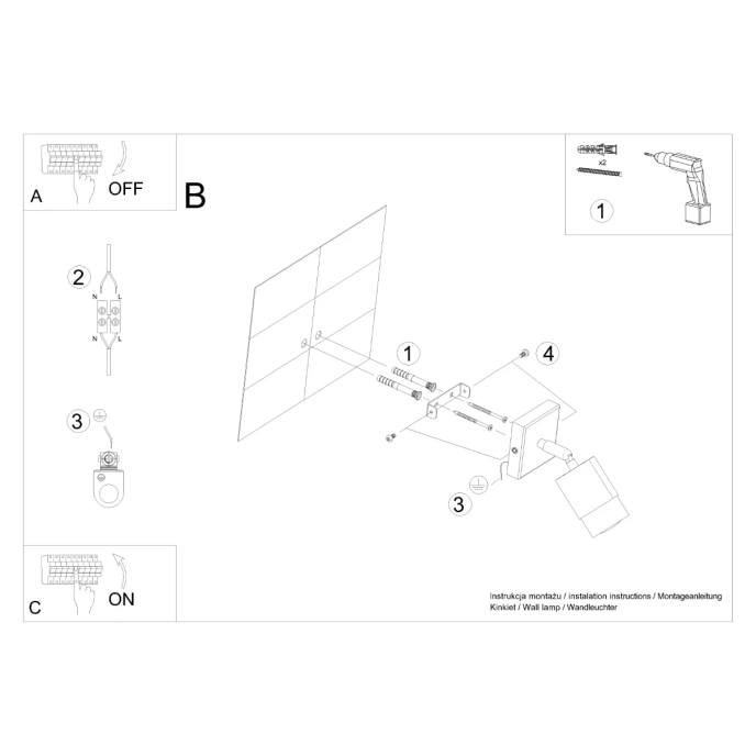 Wandlamp NERO zwart/chroom